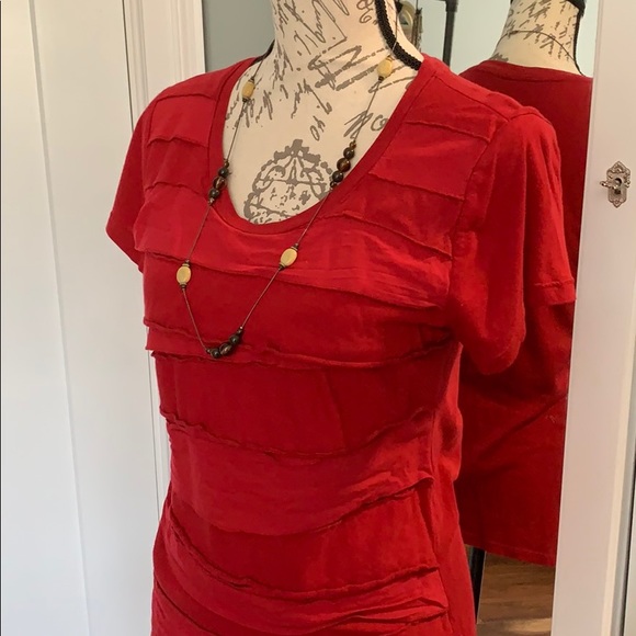 Merona tee-shirt short sleeve ruffles red - Picture 2 of 8